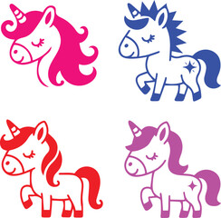 Adorable Cartoon Unicorns, A Collection of Magical and Playful Fantasy Creatures