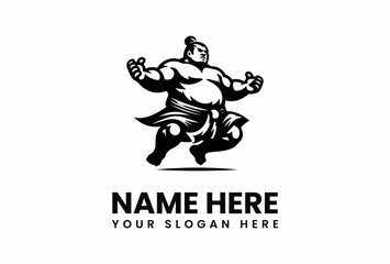 Sumo Wrestler in Action Powerful Silhouette Ready to Compete.