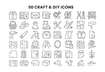 Handmade Kit. Knitting and Crochet Icons Set: thread, needles, yarn balls, warm handmade clothes. Art, DIY, hobby, craft workshop supplies. Hobby tools collection. Flat vector habdcraft illustration