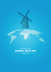 Indian Akshay Urja Day renewable energy August 20 vector poster