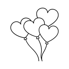 rounded heart balloons floating gently coloring page vector art