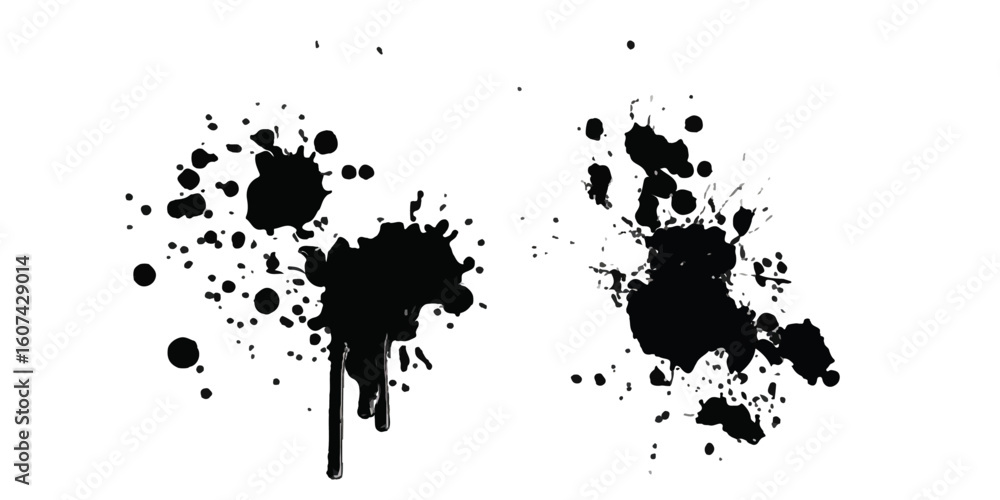 Poster ink blots and splats. detailed ink splats hyperrealistic highly detailed isolated on transparent bac