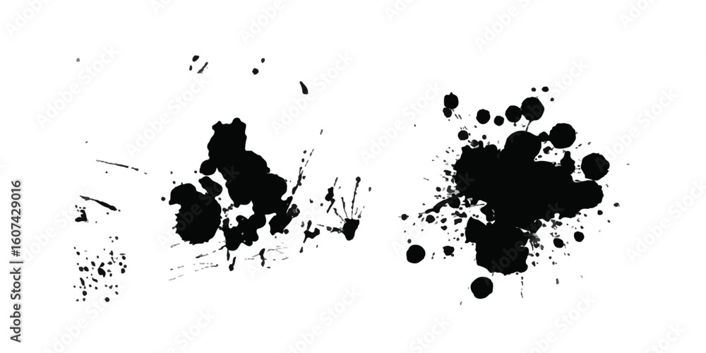 Poster ink blots and splats. detailed ink splats hyperrealistic highly detailed isolated on transparent bac