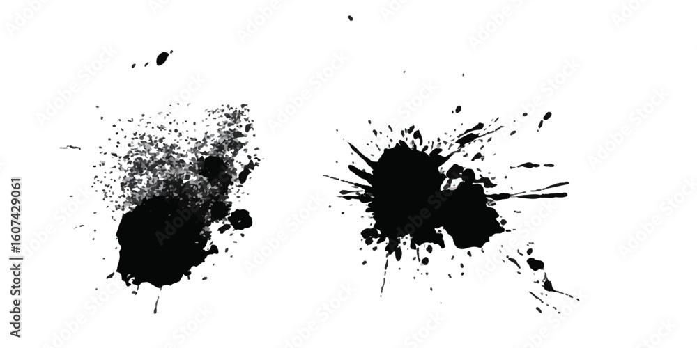 Poster ink blots and splats. detailed ink splats hyperrealistic highly detailed isolated on transparent bac