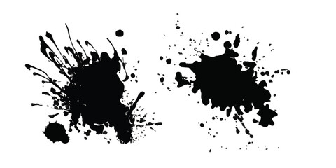 Fototapeta premium Dynamic splatter art on a stark white backdrop. black ink splatter 