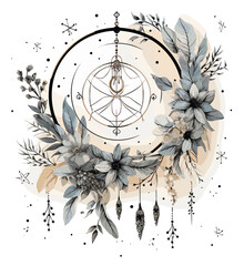 Mountain antique compass and wind rose tattoo art. Adventure, travel, outdoors, symbol. Compass in night forest t-shirt design vector and illustration