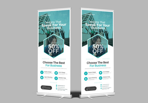 Modern Corporate Roll Up Banner Template For Business Promotion