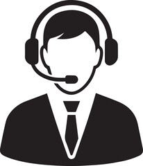 Customer service representative icon. Headset microphone