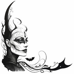 halloween zombie face decorative element with white area for insertion