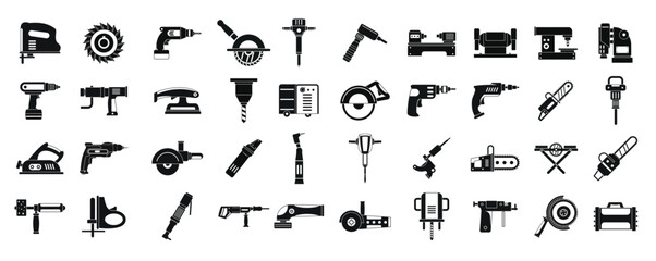 Electric tools icon set simple style