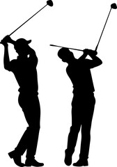 Golf Swing  man Sequence Silhouette vector graphics