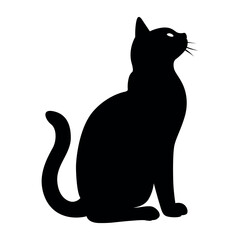 Cat silhouette in sitting position with curved tail