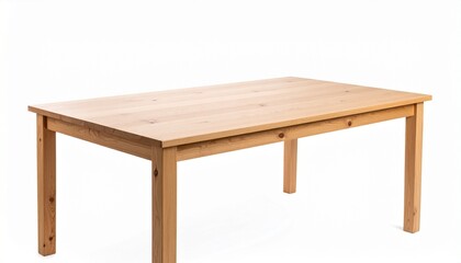 A light wood rectangular table with clean lines and sturdy four-leg design, isolated on white background—minimalist aesthetic perfect for furniture catalog or interior layout mockups.