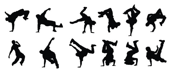 vector collection of break dancers for artwork compositions