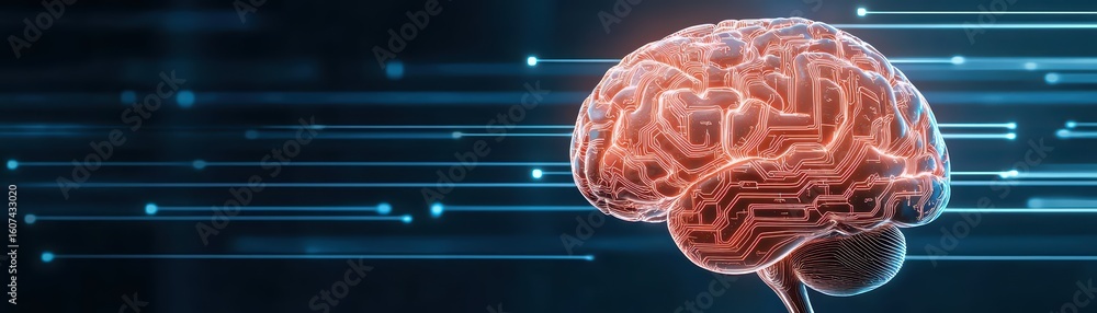 Aufkleber futuristic digital brain concept with circuit patterns