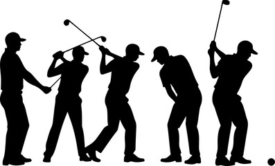 Obraz premium Golf Swing man Sequence Silhouette vector graphics
