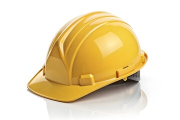 Fototapeta premium Yellow hard hat safety equipment on white background