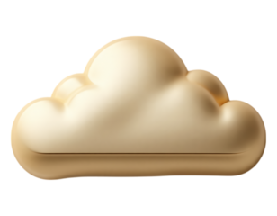 Gold Cloud Icon 3D Cartoon Rendering for Weather Storage and Data Concepts
