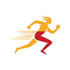 running person icon silhouette with a speed motion vector