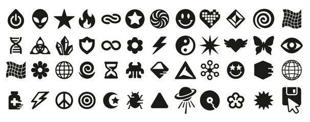 Eclectic compilation of graphic symbols for diverse concepts