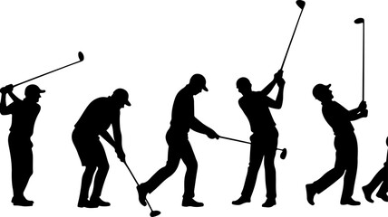 Golf Swing  man Sequence Silhouette vector graphics