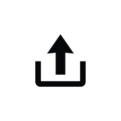 Black Upload Icon with Upward Arrow and Ushaped Container.