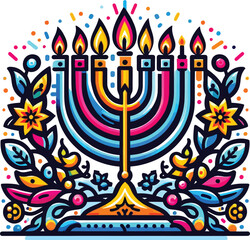 a vector illustration colorfull or non colorfull Menorah for Hanukkah