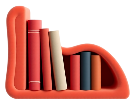 Stylish Bookshelf with a Collection of Colorful Books