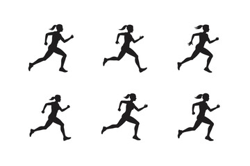 running woman side view vector silhouette