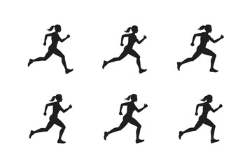 running woman side view vector silhouette