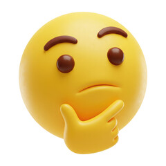 Fototapeta premium A High-Quality 3D Illustration of a Pondering Face, Thinking Face Emoji, Cut Out, Clipping Path Isolated on a Transparent PNG Background.