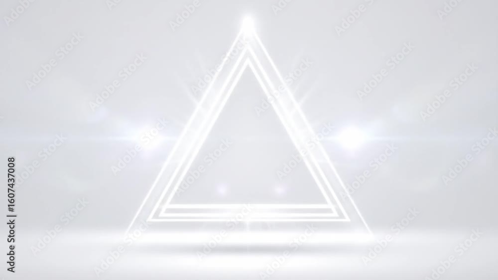 Aufkleber white triangle frame with bright glowing light effect on a clean background geometric abstract desig