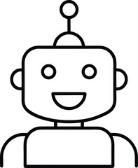 Obraz premium Simple Friendly Robot Head Icon Tech Doodle Art Vector