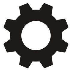 A 3D vector illustration of a metal gear icon, symbolizing technology, engineering, and mechanical power