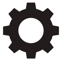 A white background showcases an isolated 3D metal gear icon, symbolizing technology, industry, and engineering