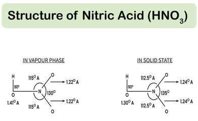Structure of Nitric Acid in Vapour gas Phase and Solid State (HNO3)