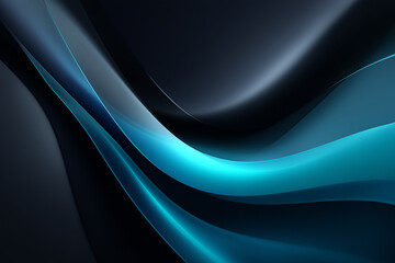 Fototapeta premium Ultra-detailed dark blue abstract wave background with smooth gradients and flowing futuristic 3D curved shapes in glowing neon light style – perfect for corporate and tech design projects