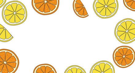 Fresh lemon and orange slices arranged in a circular pattern 
