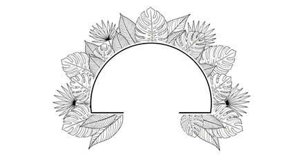 Floral decorative arch with leaves and flowers for display design  