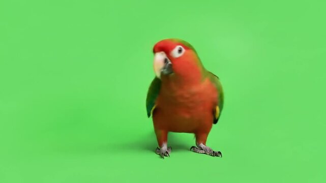 Colorful Parrot on Green Screen Background