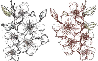 Flower tattoo line art design element vector and illustration