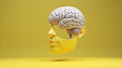 Glass Skull Displaying Human Brain
