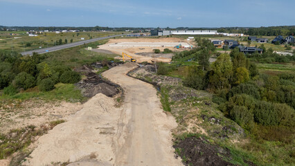 Aerial View of Construction Site with Machinery