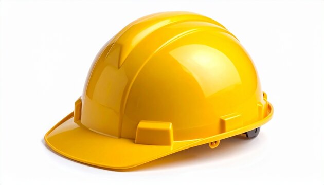 A yellow hard hat with a rounded top and reinforced ridges sitting on a plain surface—representing safety, construction work, and industrial protection.