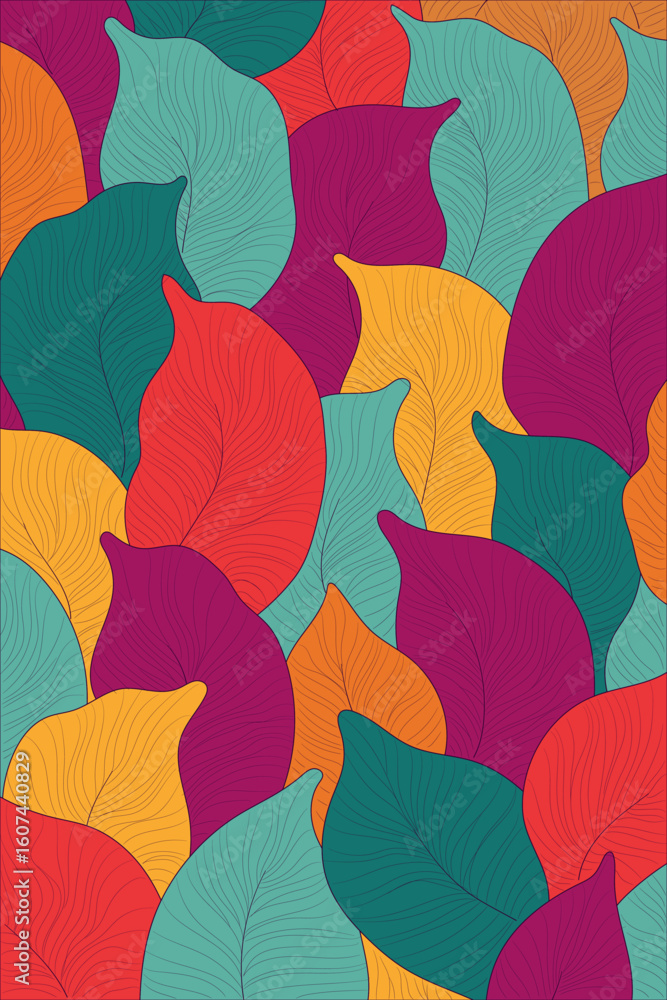 Poster beautiful colorful leaves abstruct background vector design