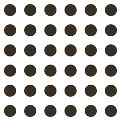 A pattern of evenly spaced black dots is set against a transparent background, creating a classic polka dot design. The simplicity and repetition lend it a retro aesthetic.