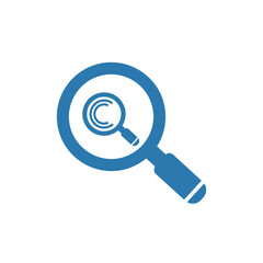 Blue Magnifying Glass Icon with Inner Circle and Handle Simple Design.