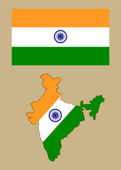 Indian national flag with a map contour