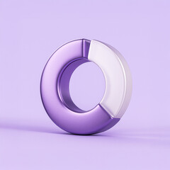 3D abstract segmented donut chart in purple and white on pastel background, modern data visualization and infographic concept
