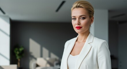 Confident Businesswoman Portrait Elegant Professional Woman in White Blazer